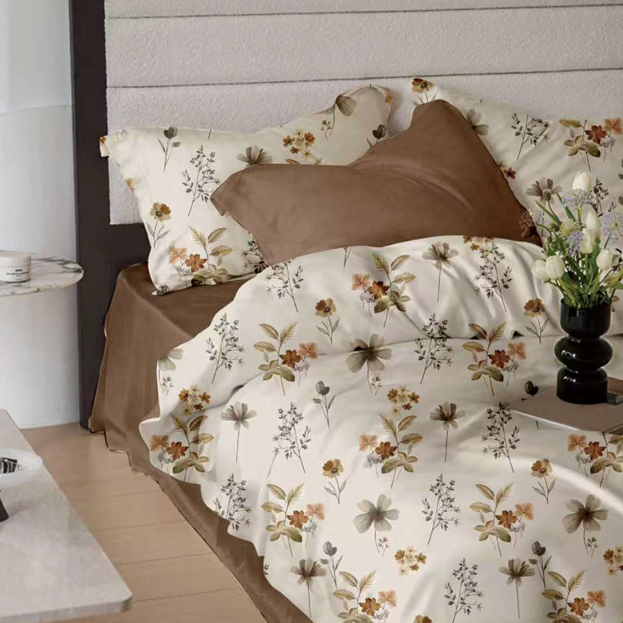 Lenjerie de pat dublu, finet, 6 piese, cearceaf pat 160x200cm, cearceaf pilota 200x230cm, 2 fete de perna 50x70 si 2 fete de perna 70x70cm, Pucioasa, 2026-RAH50 2026-RAH50