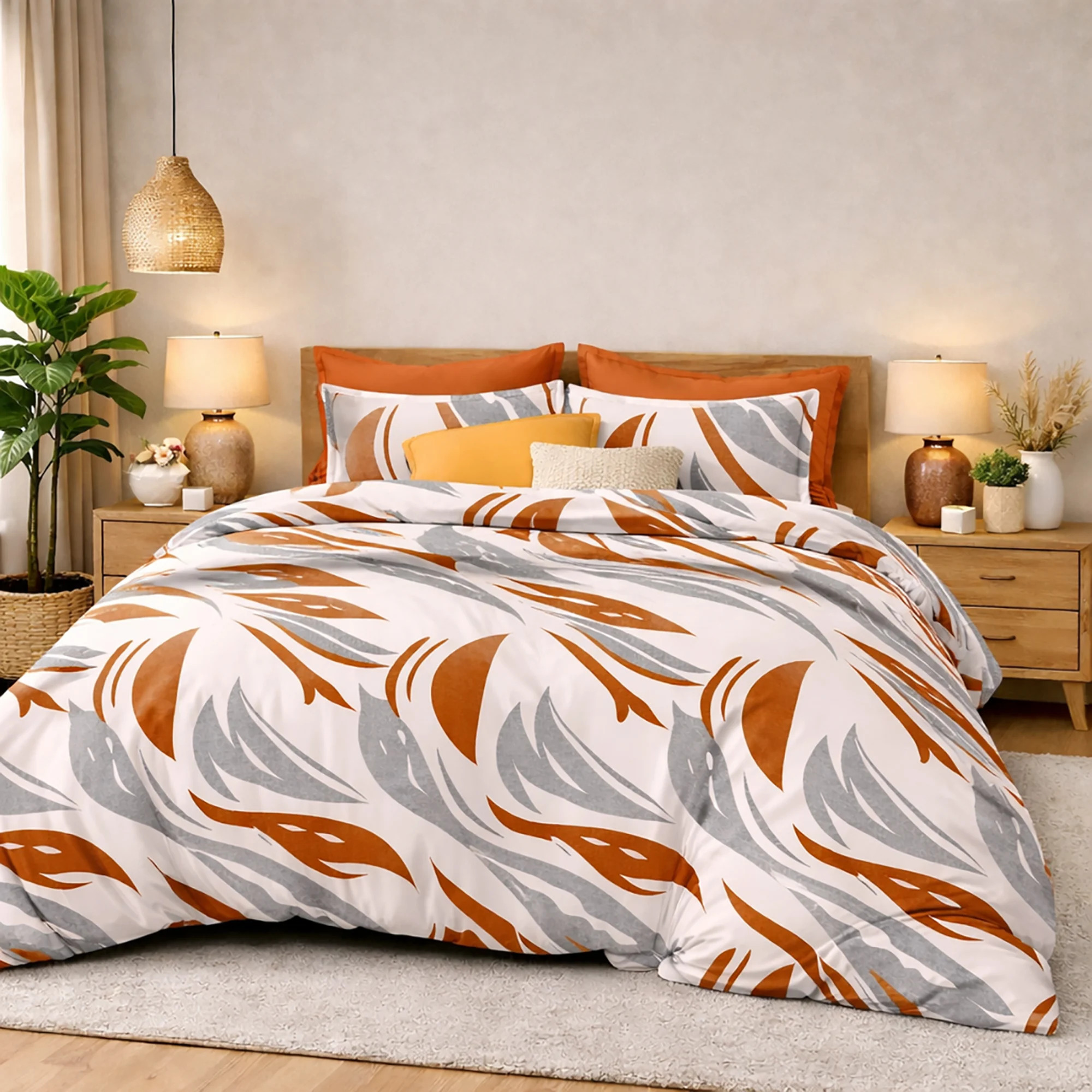 Lenjerie de pat dublu, finet, 6 piese, cearceaf pat 160x200cm, cearceaf pilota 200x230cm, 2 fete de perna 50x70 si 2 fete de perna 70x70cm, Pucioasa, 2026-RAH79 2026-RAH79