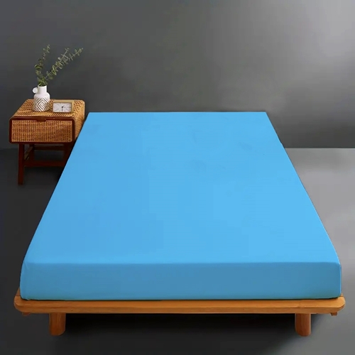 Cearceaf de pat cu elastic, 160x200cm, bumbac, albastru CRF-B-ALBASTRU-160x200