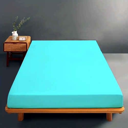 Cearceaf de pat cu elastic, 180x200cm, bumbac, bleu CRF-B-BLEU-180x200