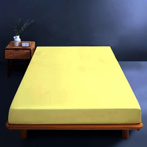 Cearceaf de pat cu elastic, 140x200cm, bumbac, galben CRF-B-GALBEN-140x200