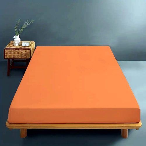 Cearceaf de pat cu elastic, 140x200cm, bumbac, portocaliu CRF-B-PORTOCALIU-140x200