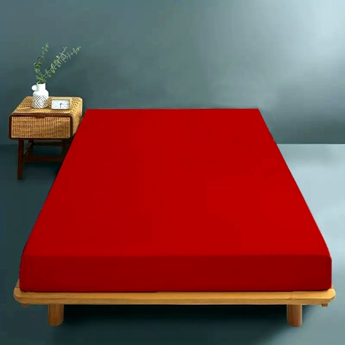 Cearceaf de pat cu elastic, 180x200cm, bumbac, rosu CRF-B-ROSU-180x200