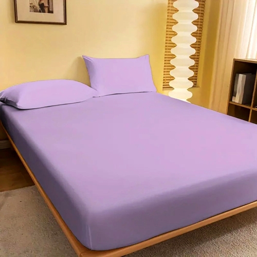 Cearceaf de pat cu elastic, 140x200cm + 2 fete de perna, 50x70cm, bumbac, lila CRFSET-B-LILA-140x200
