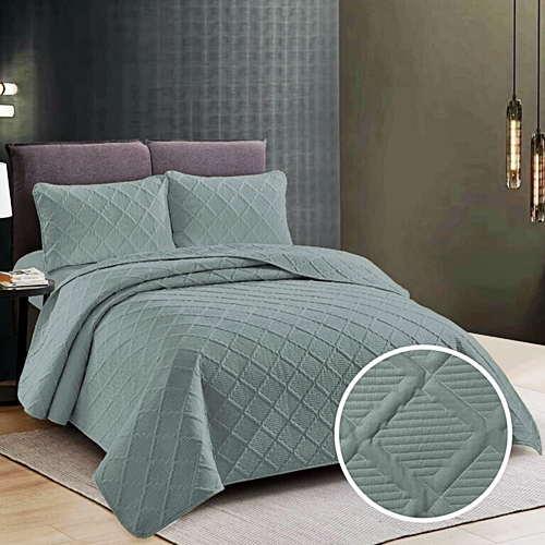 Cuvertura de pat dublu, gri deschis, 230x250cm + 2 fete de perna, gri deschis, 50x70cm CUV-UNI-GRI-DESCHIS
