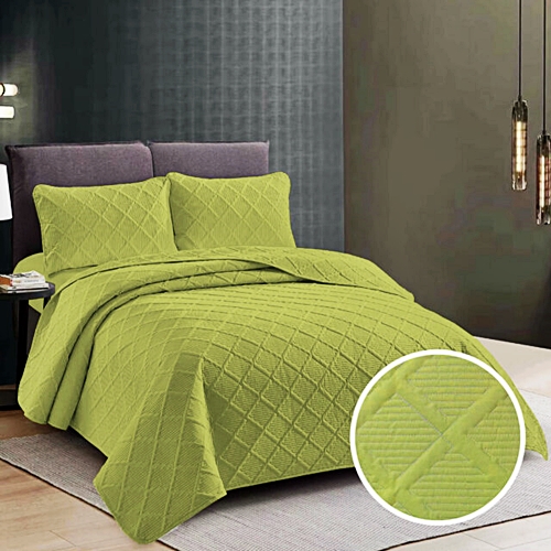 Cuvertura de pat dublu, verde deschis, 230x250cm + 2 fete de perna, verde deschis, 50x70cm CUV-UNI-VERDE-DESCHIS
