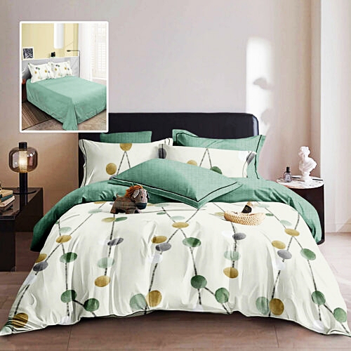 Lenjerie de pat dublu, finet, 6 piese, cearceaf pat 220x240cm, cearceaf pilota 200x220cm, 2 fete de perna 50x70 si 2 fete de perna 70x70cm, Pucioasa, RA633 RA633