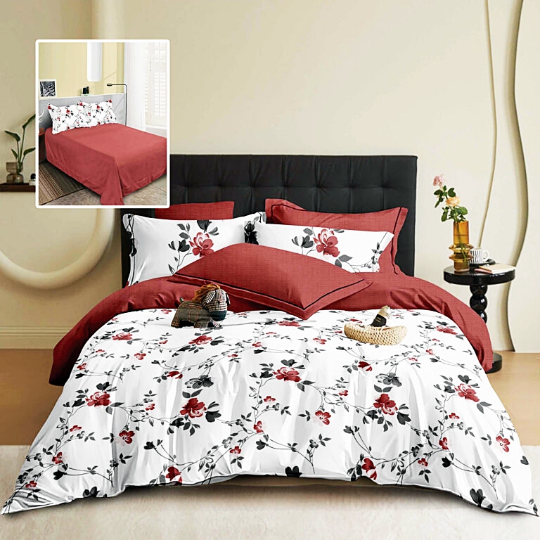 Lenjerie de pat dublu, finet, 6 piese, cearceaf pat 220x240cm, cearceaf pilota 200x220cm, 2 fete de perna 50x70 si 2 fete de perna 70x70cm, Pucioasa, RA635 RA635