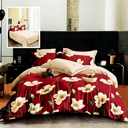 Lenjerie de pat dublu, finet, 6 piese, cearceaf pat 220x240cm, cearceaf pilota 200x220cm, 2 fete de perna 50x70 si 2 fete de perna 70x70cm, Pucioasa, RA638 RA638