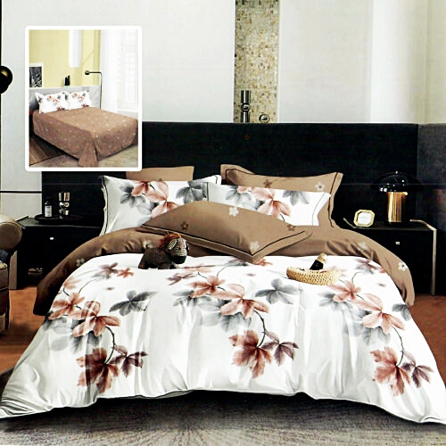 Lenjerie de pat dublu, finet, 6 piese, cearceaf pat 220x240cm, cearceaf pilota 200x220cm, 2 fete de perna 50x70 si 2 fete de perna 70x70cm, Pucioasa, RA639 RA639