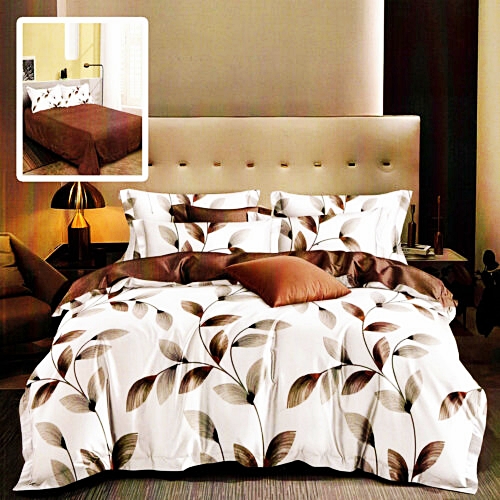 Lenjerie de pat dublu, finet, 6 piese, cearceaf pat 220x240cm, cearceaf pilota 200x220cm, 2 fete de perna 50x70 si 2 fete de perna 70x70cm, Pucioasa, RA641 RA641