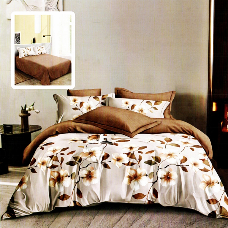 Lenjerie de pat dublu, finet, 6 piese, cearceaf pat 220x240cm, cearceaf pilota 200x220cm, 2 fete de perna 50x70 si 2 fete de perna 70x70cm, Pucioasa, RA646 RA646