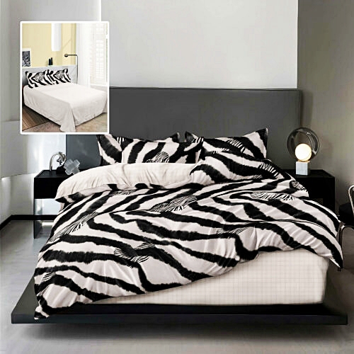 Lenjerie de pat dublu, finet, 6 piese, cearceaf pat 220x240cm, cearceaf pilota 200x220cm, 2 fete de perna 50x70 si 2 fete de perna 70x70cm, Pucioasa, RA650 RA650