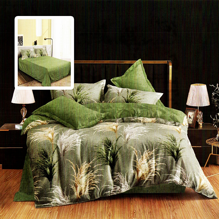 Lenjerie de pat dublu, finet, 6 piese, cearceaf pat 220x240cm, cearceaf pilota 200x220cm, 2 fete de perna 50x70 si 2 fete de perna 70x70cm, Pucioasa, RA659 RA659