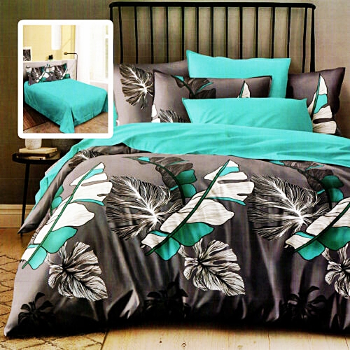 Lenjerie de pat dublu, finet, 6 piese, cearceaf pat 220x240cm, cearceaf pilota 200x220cm, 2 fete de perna 50x70 si 2 fete de perna 70x70cm, Pucioasa, RA663 RA663