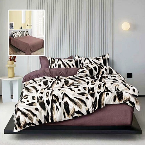 Lenjerie de pat dublu, finet, 6 piese, cearceaf pat 220x240cm, cearceaf pilota 200x220cm, 2 fete de perna 50x70 si 2 fete de perna 70x70cm, Pucioasa, RA665 RA665