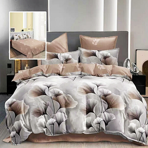 Lenjerie de pat dublu, finet, 6 piese, cearceaf pat 220x240cm, cearceaf pilota 200x220cm, 2 fete de perna 50x70 si 2 fete de perna 70x70cm, Pucioasa, RA675 RA675