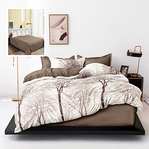 Lenjerie de pat dublu, finet, 6 piese, cearceaf pat 220x240cm, cearceaf pilota 200x220cm, 2 fete de perna 50x70 si 2 fete de perna 70x70cm, Pucioasa, RA681 RA681