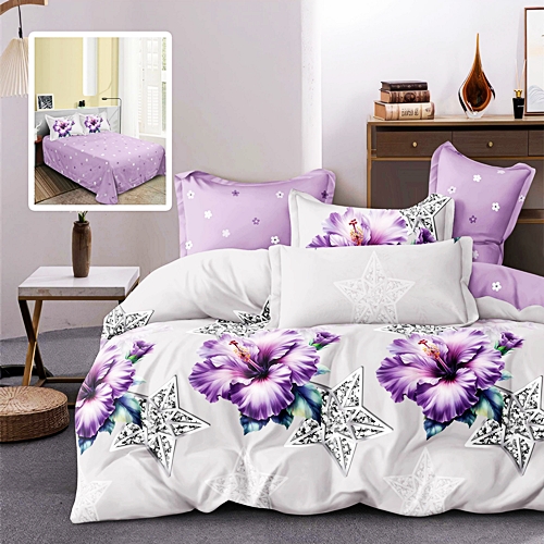 Lenjerie de pat dublu, finet, 6 piese, cearceaf pat 220x240cm, cearceaf pilota 200x220cm, 2 fete de perna 50x70 si 2 fete de perna 70x70cm, Pucioasa, RA682 RA682