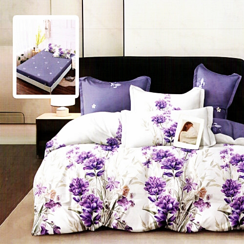 Lenjerie de pat dublu, finet, 6 piese, cearceaf pat cu elastic 160x200cm, cearceaf pilota 200x230cm, 2 fete de perna 50x70 si 2 fete de perna 70x70cm, Pucioasa, RAH160-283 RAH160-283