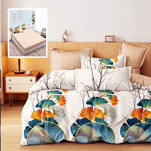 Lenjerie de pat dublu, finet, 6 piese, cearceaf pat cu elastic 160x200cm, cearceaf pilota 200x230cm, 2 fete de perna 50x70 si 2 fete de perna 70x70cm, Pucioasa, RAH160-299 RAH160-299