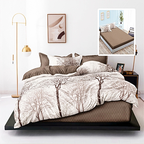 Lenjerie de pat dublu, finet, 6 piese, cearceaf pat cu elastic 160x200cm, cearceaf pilota 200x230cm, 2 fete de perna 50x70 si 2 fete de perna 70x70cm, Pucioasa, RAH160-302 RAH160-302