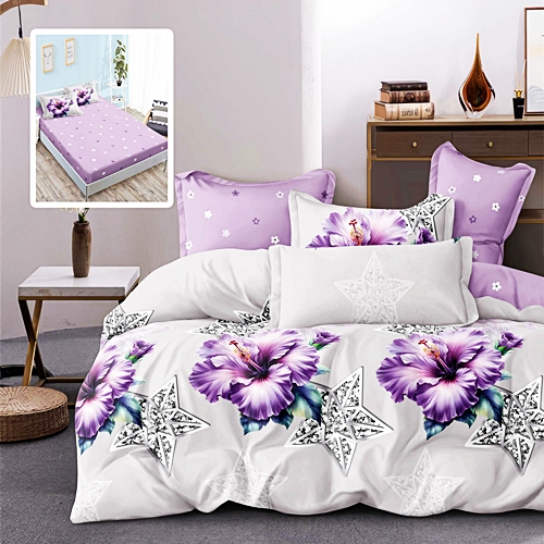 Lenjerie de pat dublu, finet, 6 piese, cearceaf pat cu elastic 160x200cm, cearceaf pilota 200x230cm, 2 fete de perna 50x70 si 2 fete de perna 70x70cm, Pucioasa, RAH160-303 RAH160-303