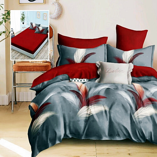 Lenjerie de pat dublu, finet, 6 piese, cearceaf pat cu elastic 180x200cm, cearceaf pilota 200x230cm, 2 fete de perna 50x70 si 2 fete de perna 70x70cm, Pucioasa, RAH180-269 RAH180-269