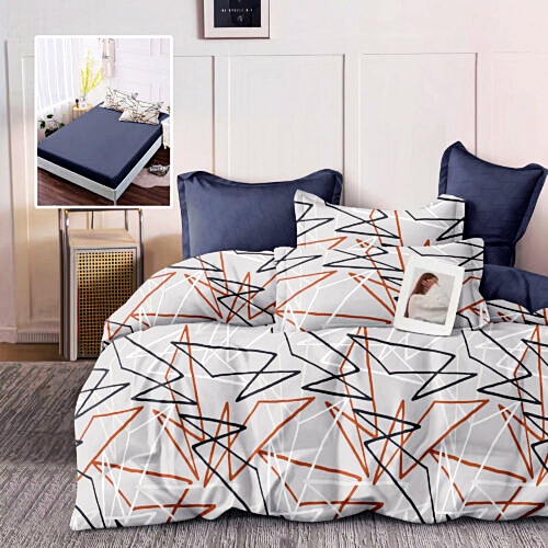 Lenjerie de pat dublu, finet, 6 piese, cearceaf pat cu elastic 180x200cm, cearceaf pilota 200x230cm, 2 fete de perna 50x70 si 2 fete de perna 70x70cm, Pucioasa, RAH180-270 RAH180-270