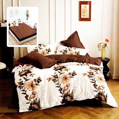 Lenjerie de pat dublu, finet, 6 piese, cearceaf pat cu elastic 180x200cm, cearceaf pilota 200x230cm, 2 fete de perna 50x70 si 2 fete de perna 70x70cm, Pucioasa, RAH180-274 RAH180-274