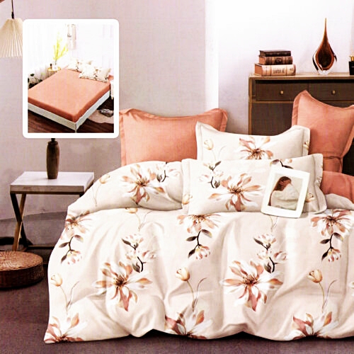 Lenjerie de pat dublu, finet, 6 piese, cearceaf pat cu elastic 180x200cm, cearceaf pilota 200x230cm, 2 fete de perna 50x70 si 2 fete de perna 70x70cm, Pucioasa, RAH180-275 RAH180-275