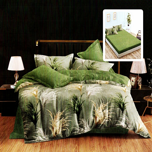 Lenjerie de pat dublu, finet, 6 piese, cearceaf pat cu elastic 180x200cm, cearceaf pilota 200x230cm, 2 fete de perna 50x70 si 2 fete de perna 70x70cm, Pucioasa, RAH180-277 RAH180-277