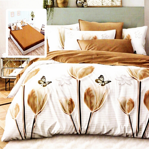 Lenjerie de pat dublu, finet, 6 piese, cearceaf pat cu elastic 180x200cm, cearceaf pilota 200x230cm, 2 fete de perna 50x70 si 2 fete de perna 70x70cm, Pucioasa, RAH180-280 RAH180-280