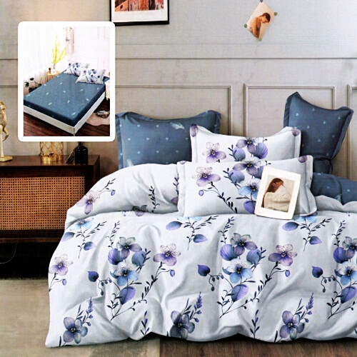 Lenjerie de pat dublu, finet, 6 piese, cearceaf pat cu elastic 180x200cm, cearceaf pilota 200x230cm, 2 fete de perna 50x70 si 2 fete de perna 70x70cm, Pucioasa, RAH180-282 RAH180-282