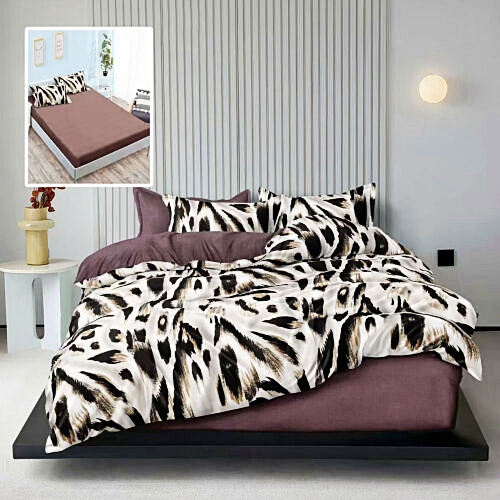 Lenjerie de pat dublu, finet, 6 piese, cearceaf pat cu elastic 180x200cm, cearceaf pilota 200x230cm, 2 fete de perna 50x70 si 2 fete de perna 70x70cm, Pucioasa, RAH180-284 RAH180-284