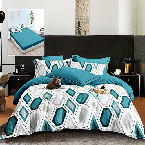 Lenjerie de pat dublu, finet, 6 piese, cearceaf pat cu elastic 180x200cm, cearceaf pilota 200x230cm, 2 fete de perna 50x70 si 2 fete de perna 70x70cm, Pucioasa, RAH180-285 RAH180-285