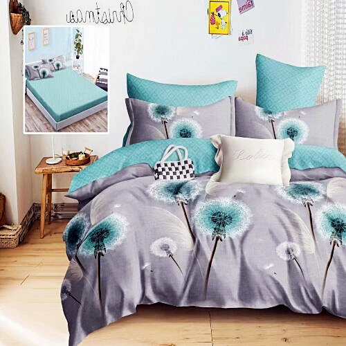 Lenjerie de pat dublu, finet, 6 piese, cearceaf pat cu elastic 180x200cm, cearceaf pilota 200x230cm, 2 fete de perna 50x70 si 2 fete de perna 70x70cm, Pucioasa, RAH180-293 RAH180-293