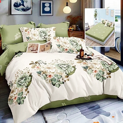 Lenjerie de pat dublu, finet, 6 piese, cearceaf pat cu elastic 180x200cm, cearceaf pilota 200x230cm, 2 fete de perna 50x70 si 2 fete de perna 70x70cm, Pucioasa, RAH180-296 RAH180-296