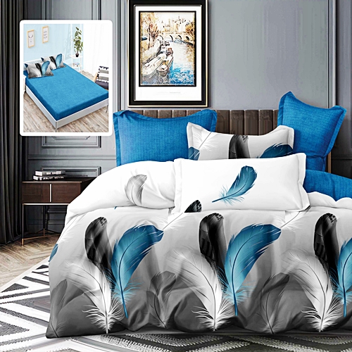 Lenjerie de pat dublu, finet, 6 piese, cearceaf pat cu elastic 180x200cm, cearceaf pilota 200x230cm, 2 fete de perna 50x70 si 2 fete de perna 70x70cm, Pucioasa, RAH180-300 RAH180-300