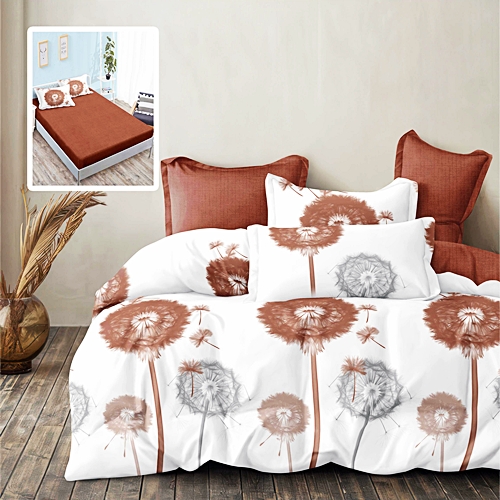 Lenjerie de pat dublu, finet, 6 piese, cearceaf pat cu elastic 180x200cm, cearceaf pilota 200x230cm, 2 fete de perna 50x70 si 2 fete de perna 70x70cm, Pucioasa, RAH180-301 RAH180-301