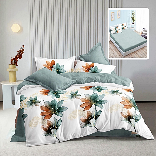 Lenjerie de pat dublu, finet, 6 piese, cearceaf pat cu elastic 180x200cm, cearceaf pilota 200x230cm, 2 fete de perna 50x70 si 2 fete de perna 70x70cm, Pucioasa, RAH180-305 RAH180-305