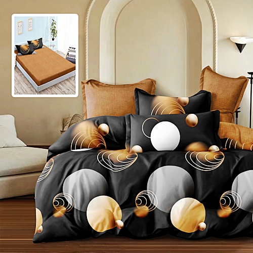 Lenjerie de pat dublu, finet, 6 piese, cearceaf pat cu elastic 180x200cm, cearceaf pilota 200x230cm, 2 fete de perna 50x70 si 2 fete de perna 70x70cm, Pucioasa, RAH180-306 RAH180-306