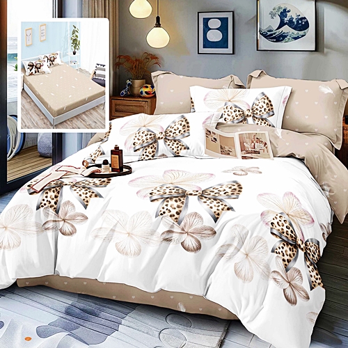 Lenjerie de pat dublu, finet, 6 piese, cearceaf pat cu elastic 180x200cm, cearceaf pilota 200x230cm, 2 fete de perna 50x70 si 2 fete de perna 70x70cm, Pucioasa, RAH180-308 RAH180-308