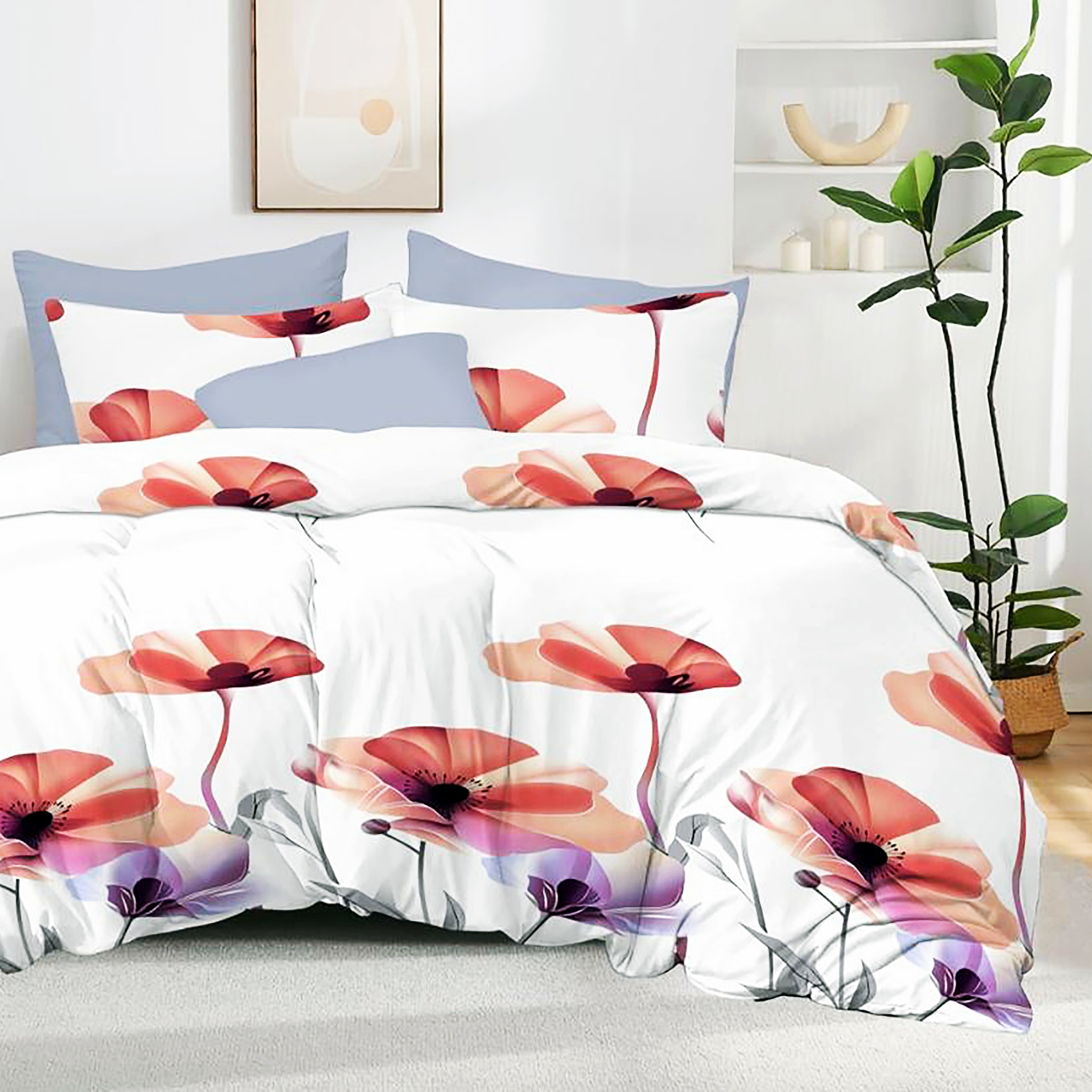 Lenjerie de pat dublu, finet, 6 piese, cearceaf pat 220x240cm, cearceaf pilota 200x220cm, 2 fete de perna 50x70 si 2 fete de perna 70x70cm, Pucioasa, RAP10 RAP10