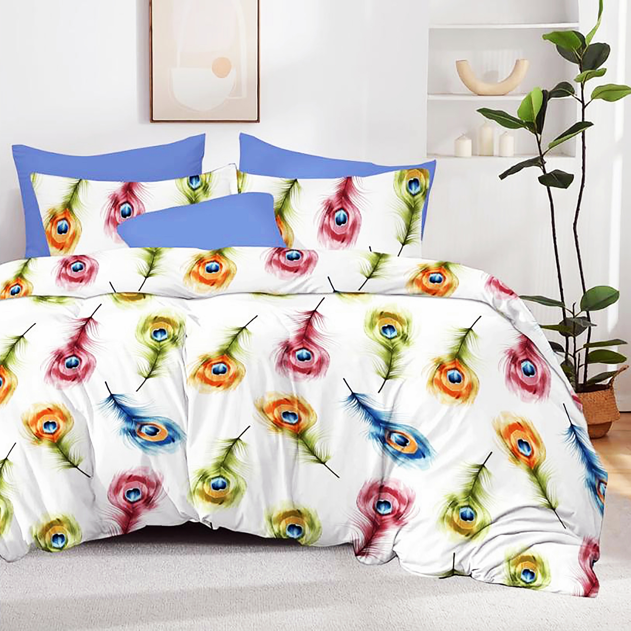 Lenjerie de pat dublu, finet, 6 piese, cearceaf pat 220x240cm, cearceaf pilota 200x220cm, 2 fete de perna 50x70 si 2 fete de perna 70x70cm, Pucioasa, RAP19 RAP19