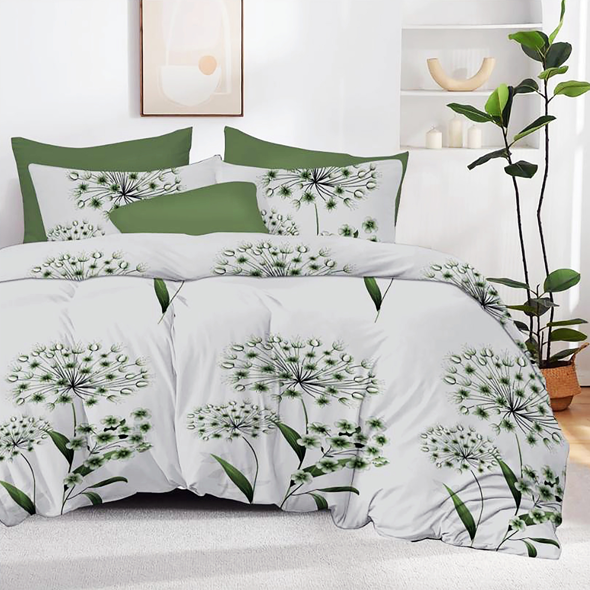 Lenjerie de pat dublu, finet, 6 piese, cearceaf pat 220x240cm, cearceaf pilota 200x220cm, 2 fete de perna 50x70 si 2 fete de perna 70x70cm, Pucioasa, RAP2 RAP2