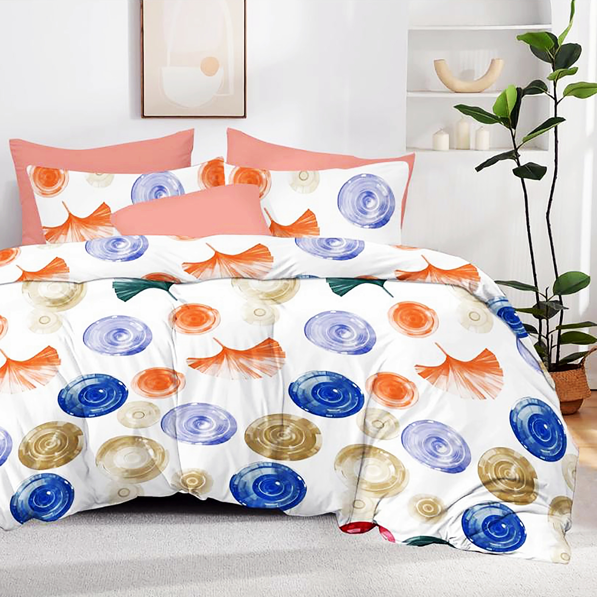 Lenjerie de pat dublu, finet, 6 piese, cearceaf pat 220x240cm, cearceaf pilota 200x220cm, 2 fete de perna 50x70 si 2 fete de perna 70x70cm, Pucioasa, RAP20 RAP20