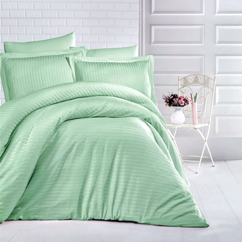 Lenjerie de pat Damasc, cearceaf cu elastic 160x200cm Verde Deschis DMS-husa-160x200-VERDE-DESCHIS