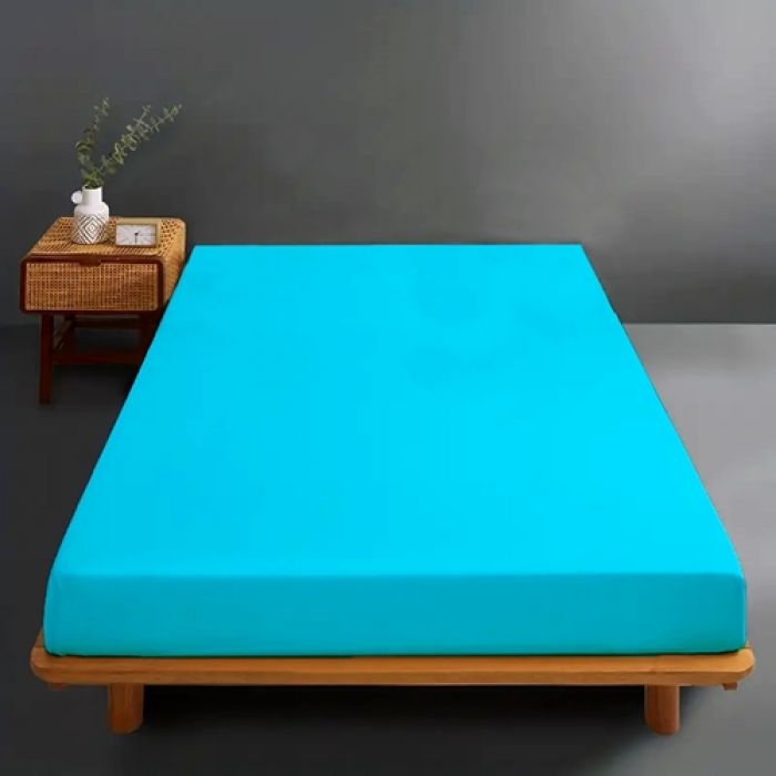 Cearceaf de pat cu elastic, 180x200cm, bumbac, turcoaz